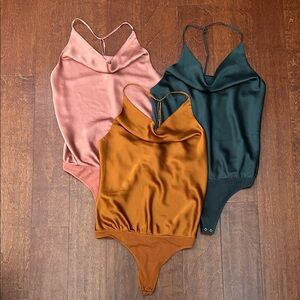 Abercrombie & Fitch Sexy Satin Cowl Neck Bodysuits, Set of 3, Size Small